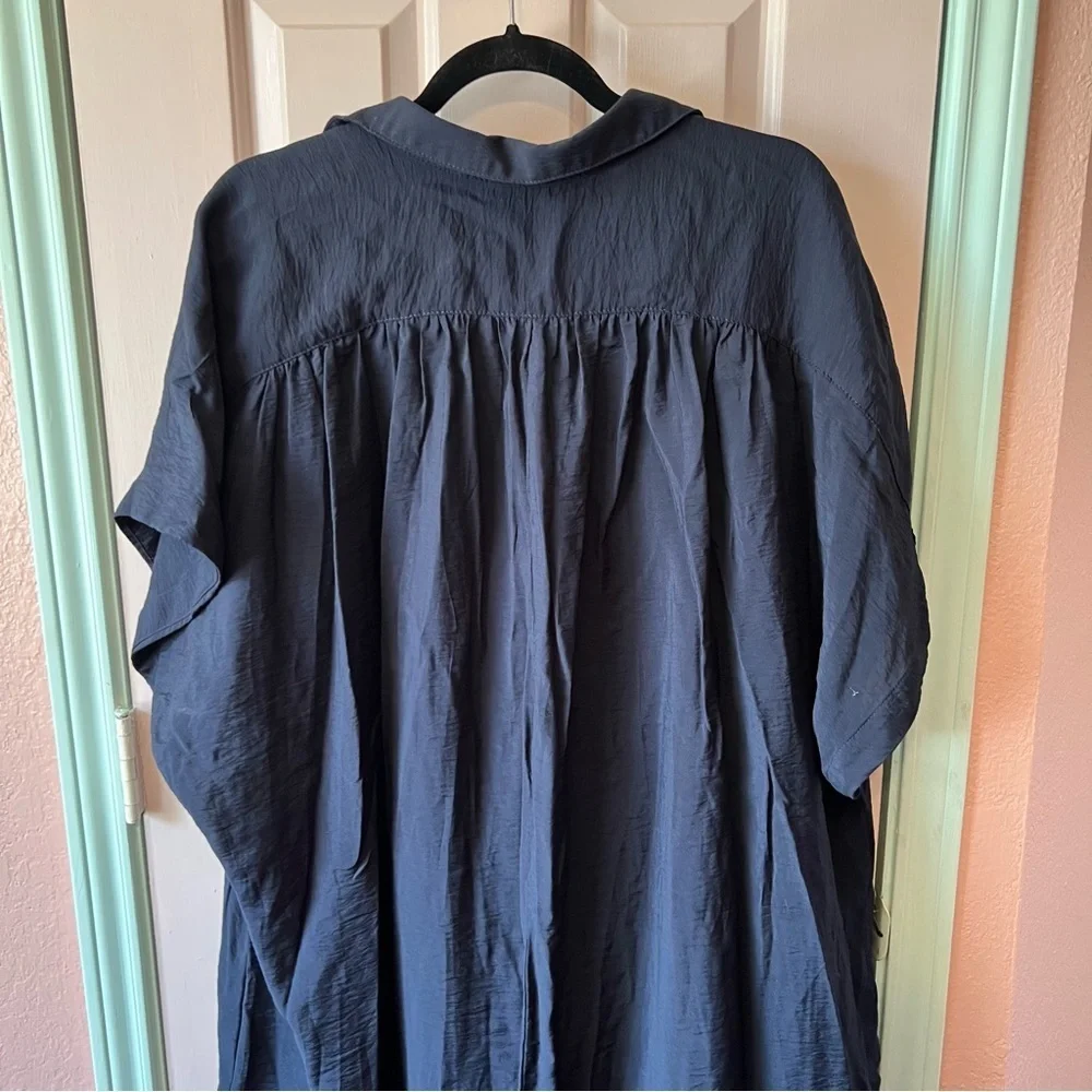 Free People Navy Button Down Dress XS